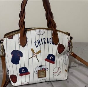 Dooney & Bourke White and Brown Chicago Cubs Shoulder Bag